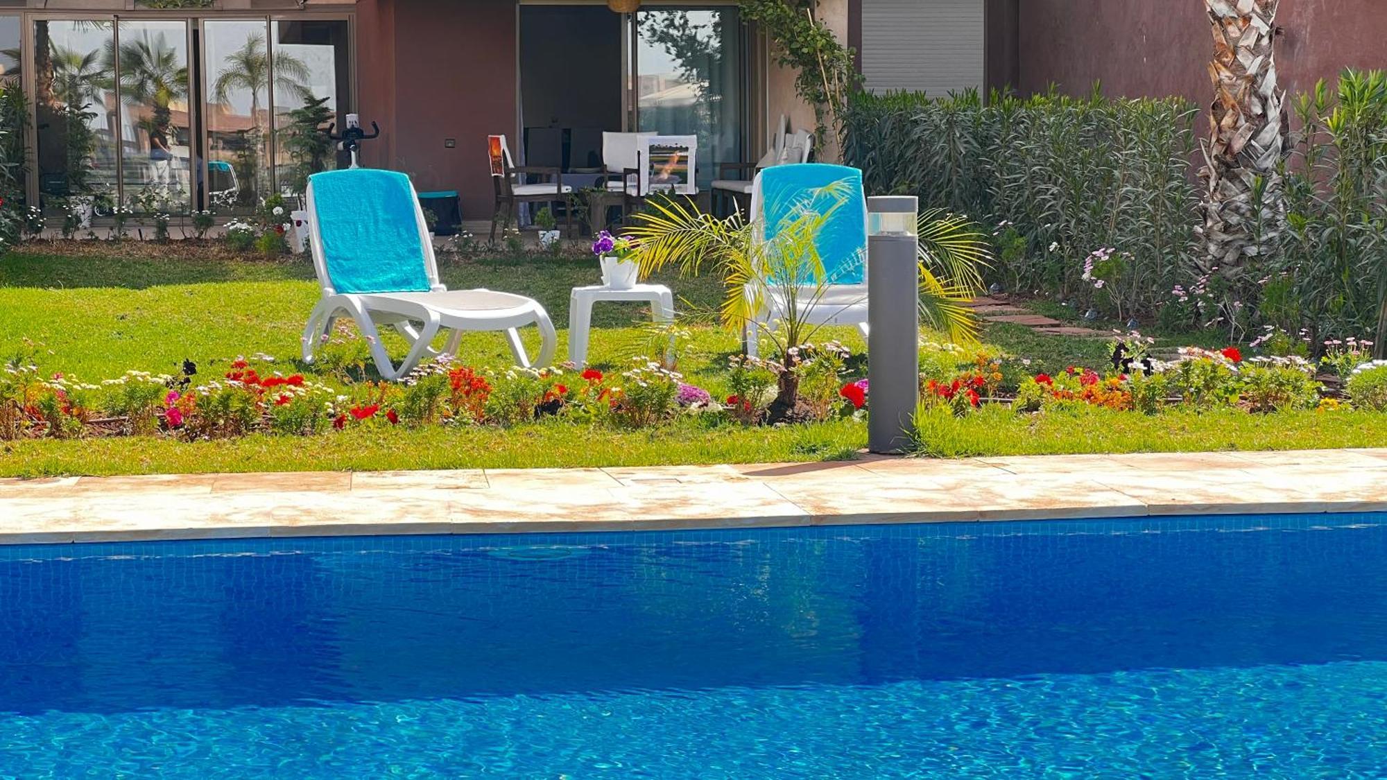 Appartement De Luxe Avec Jardin Vue Sur La Piscine Golf Securise 24H Sur 24 A 5 Minutes De L Aeroport Marrakesh Exteriör bild
